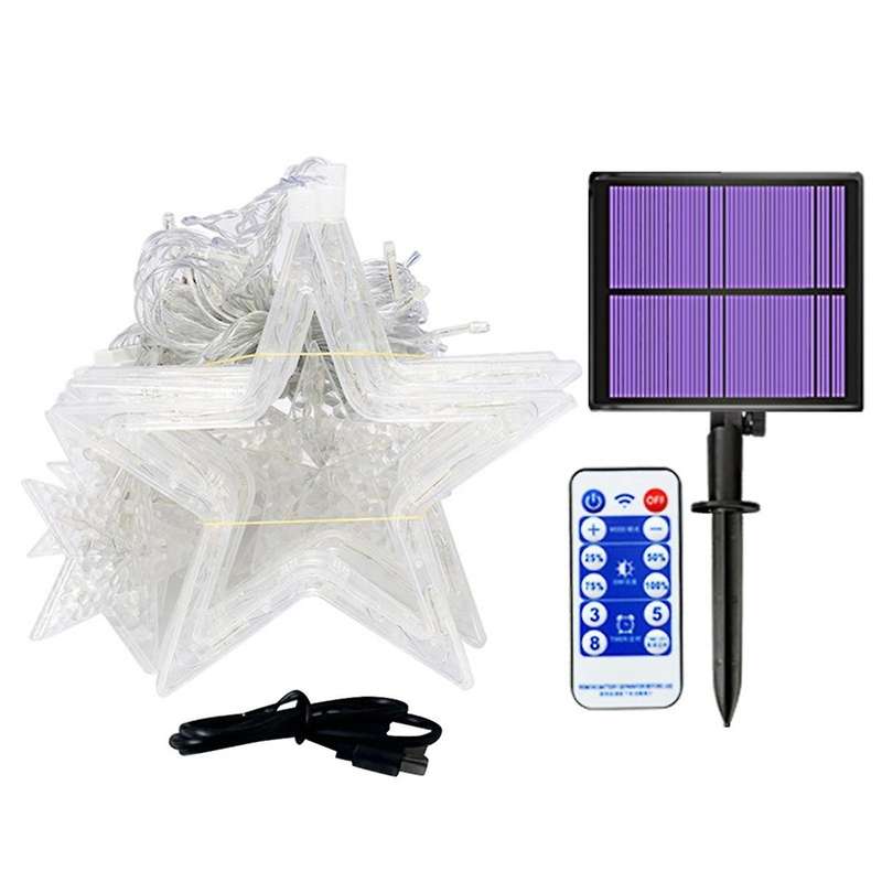Solar Led Icicle String Lights 3.5M 3V USB Warm Light Waterproof Outdoor Decoration for Bedroom Gar