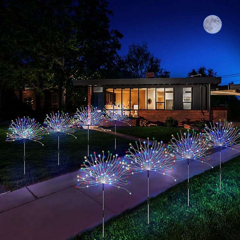 Solar Led Firework Lights 90led Rgb Outdoor Waterproof Garden Decoration Lawn Pathway Solar Lamp