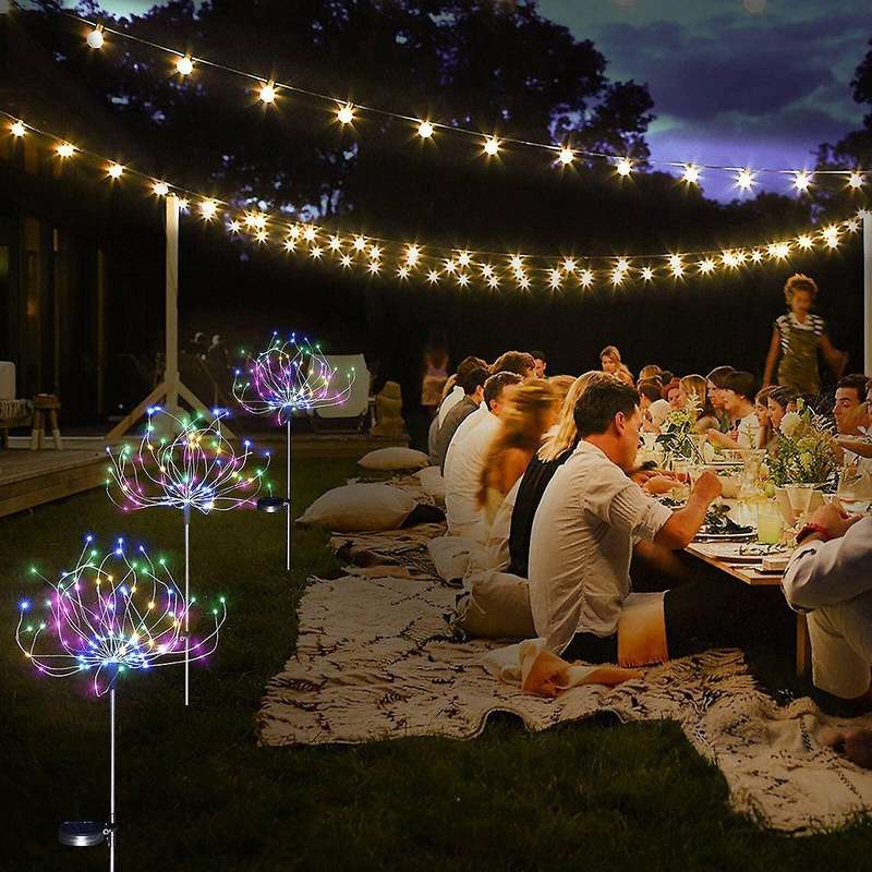 Solar Led Firework Lights 90led Rgb Outdoor Waterproof Garden Decoration Lawn Pathway Solar Lamp