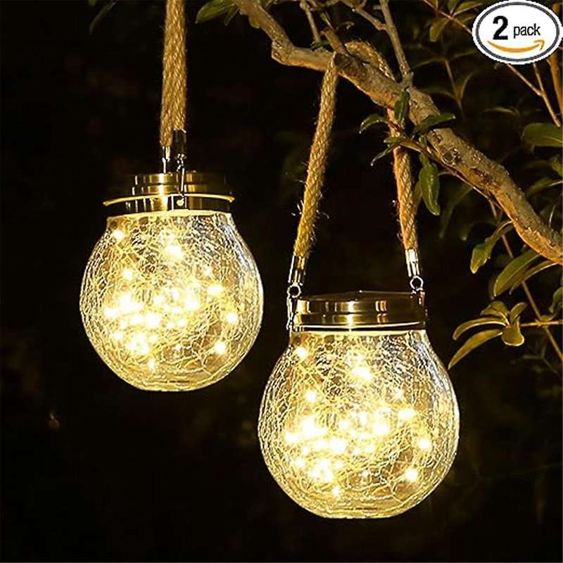 Solar Lantern, 2 Pack Outdoor Lanterns Waterproof Garden Decor Patio Solar Lights Outdoor Decorative