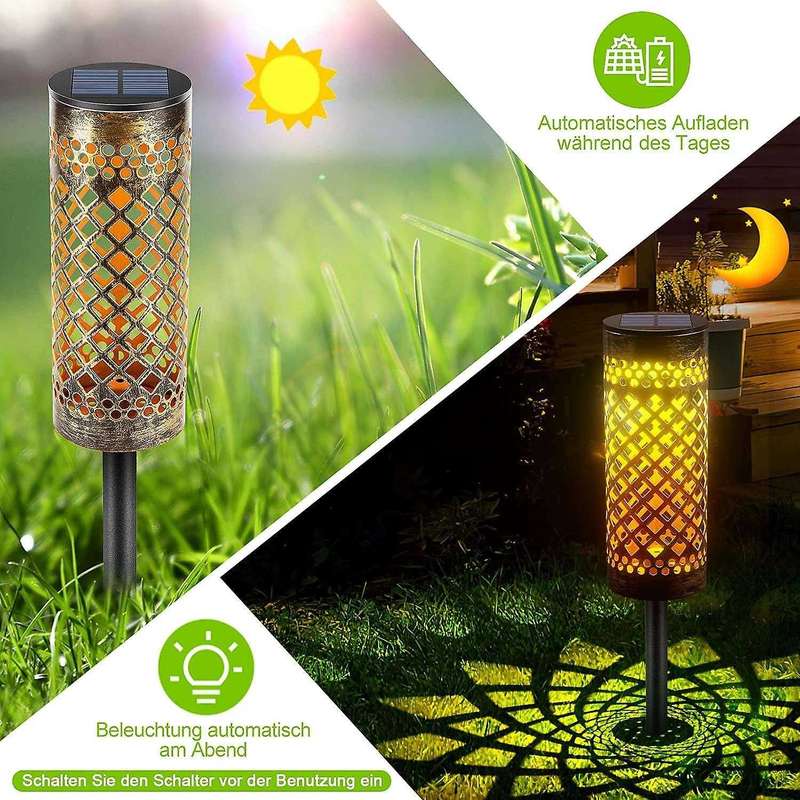 Solar Lights for Outdoor Garden Decoration, Pack of 2 Solar Lanterns for Outdoor Warm White, IP65 Wa