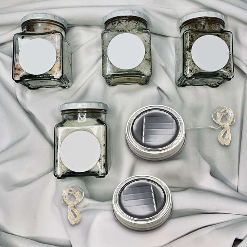Solar Mason Jar Lid Lights, 6 Pack 20 Led String Fairy Star Firefly Jar Lids Lights,6 Hangers Inclu