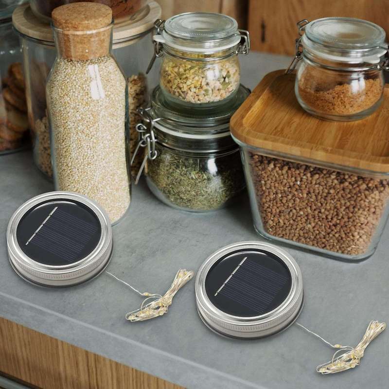 Solar Mason Jar Lid Lights, 6 Pack 20 Led String Fairy Star Firefly Jar Lids Lights,6 Hangers Inclu
