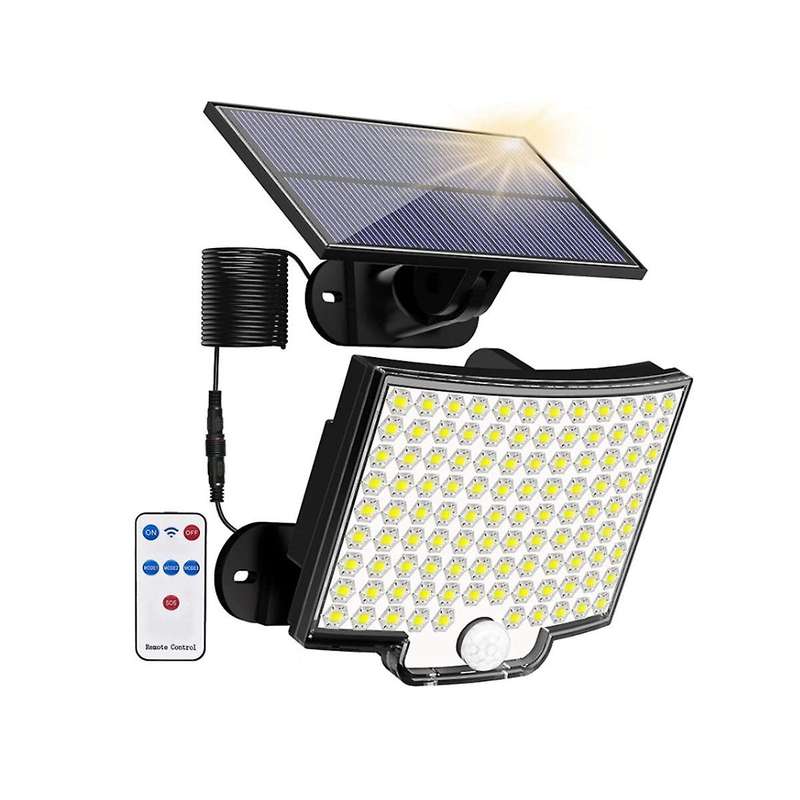 Solar Lights Outdoor, 106led Solar Powered Motion Sensor Flood Lights with Remote, Led Solar Wall Li