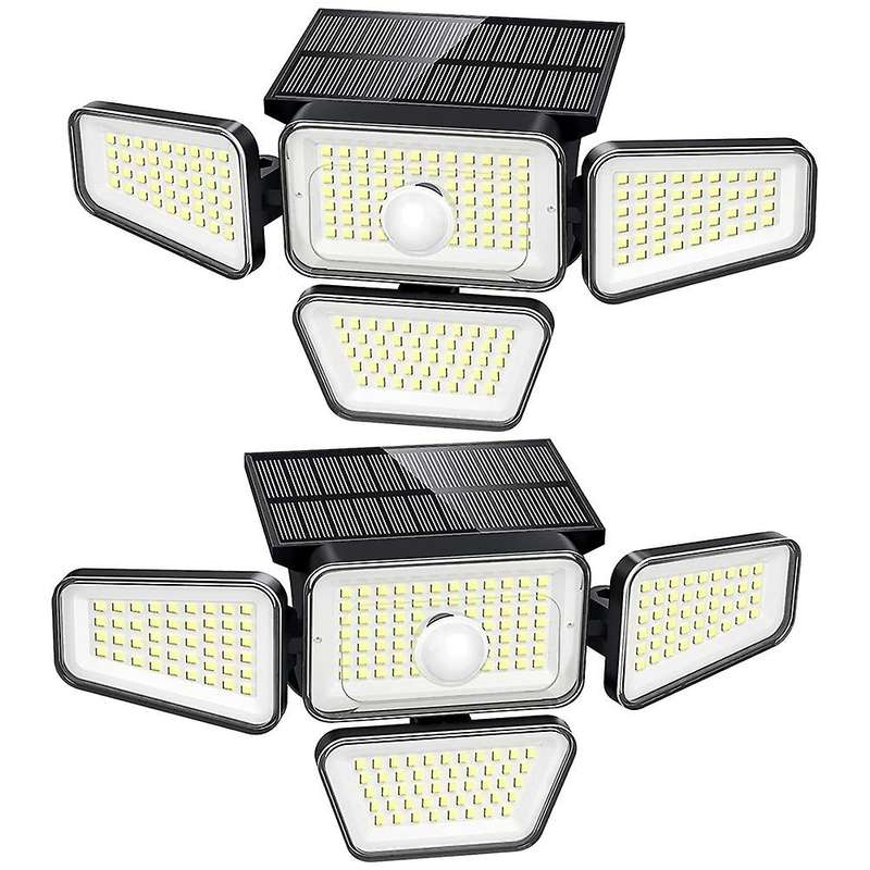 Solar Lights Outdoor, 270 LED 3000LM Motion Sensor Light, IP65 Waterproof 4 Heads 3 Modes Wide Angle