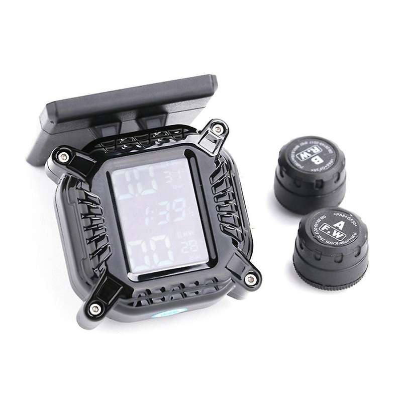 Solar Motorcycle TPMS LCD Motorbike Wireless Tire Pressure Monitoring System Tire Temperature Alarm