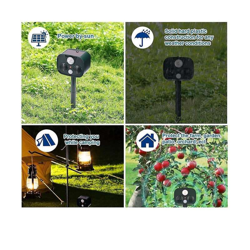 Solar Outdoor Anti-theft Alarm Camping Security Animal Sound and Light Alarm Ultrasonic Animal Driv