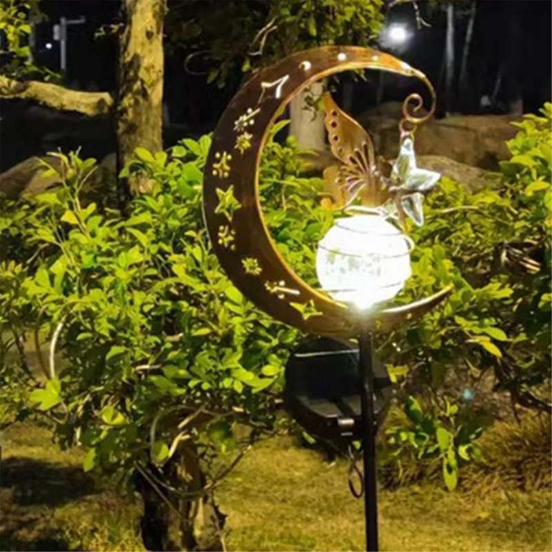 Solar Outdoor Decor, Moon Spirit Glass Ball & , Waterproof Warm LED Light Decor Pathway Patio