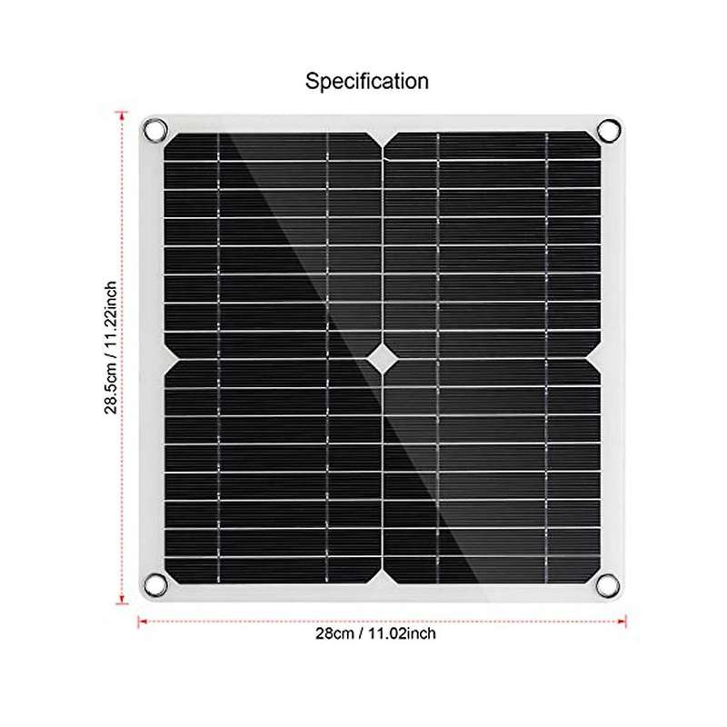 Solar Panel Powered Fan 11 Inch Ventilator Solar Exhaust Fan for Pet Poultry House Greenhouse Rv Ro