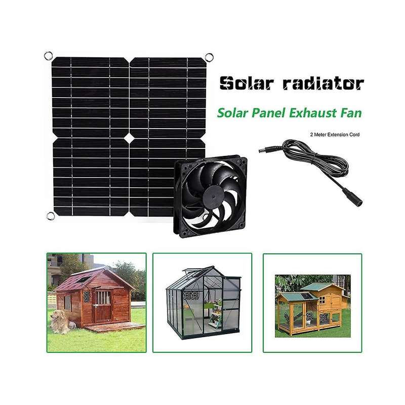 Solar Panel Powered Fan 11 Inch Ventilator Solar Exhaust Fan for Pet Poultry House Greenhouse Rv Ro