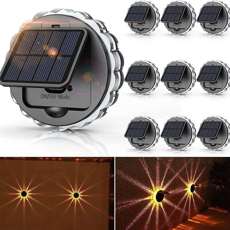 Solar Outdoor Fence Lights for Yard, 10 Pack Solar Landscape Path Lights Outdoor Decorative Lights