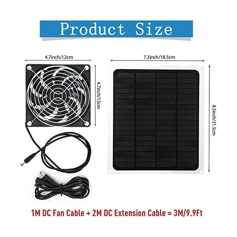Solar Panel Fan 10w Waterproof Mini Solar Powered Fan Exhaust Ventilator for Houses, Greenhouses, S