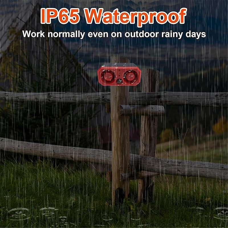 Solar Outdoor Motion Sensor Alarm with 13 Sound,130db Dual Speaker Motion Detector Alarm Light with