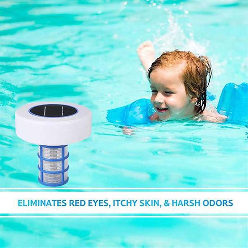 Solar Pool Ionizer, Copper Pool Ionizer Floater Auto Switching of Multi-Colored LED Night Light, Fl