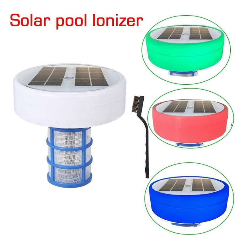 Solar Pool Ionizer, Copper Pool Ionizer Floater Auto Switching of Multi-Colored LED Night Light, Fl