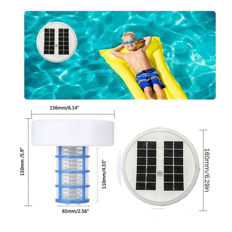 Solar Pool Ionizer, Copper Pool Ionizer Floater Auto Switching of Multi-Colored LED Night Light, Fl