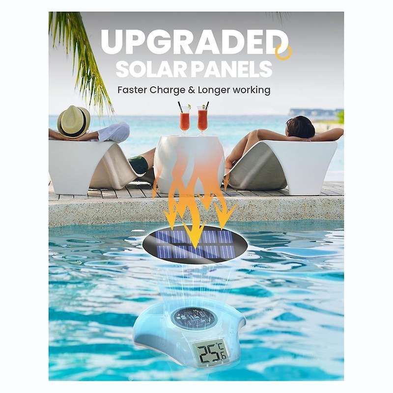 Solar Pool Thermometer Floating, with LCD Large Digital Display,Swimming Pool Thermometer, Gauge for