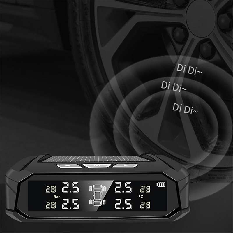 Solar Power Car TPMS Digital LCD Display Car Security Alarm Tire Pressure Monitoring System with 4 S