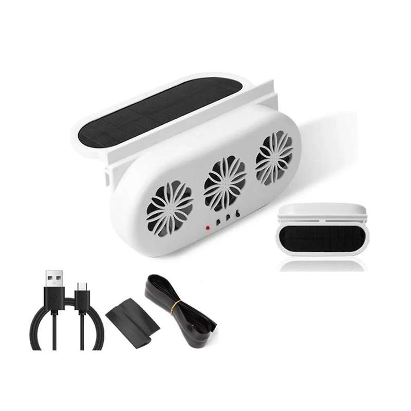 Solar Powered Car Exhaust Fan 3 Electric Car Cooling Fan USB Charging Window Ventilator Front Rear S