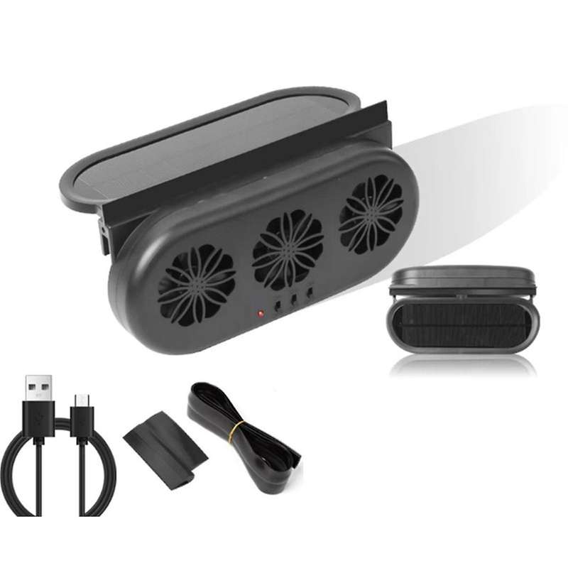 Solar Powered Car Exhaust Fan 3 Electric Car Cooling Fan USB Charging Window Ventilator Front Rear S