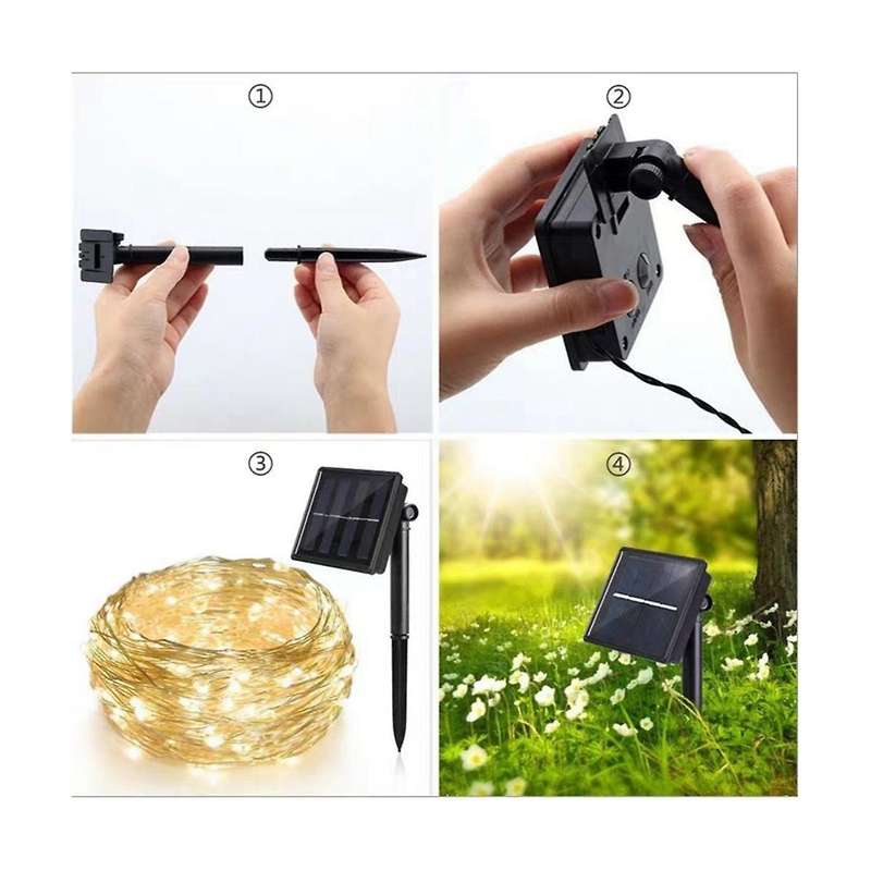 Solar Powered Lights 200 LED String Fairy Lights for Outdoor Christmas Lighting Courtyard Street Gar