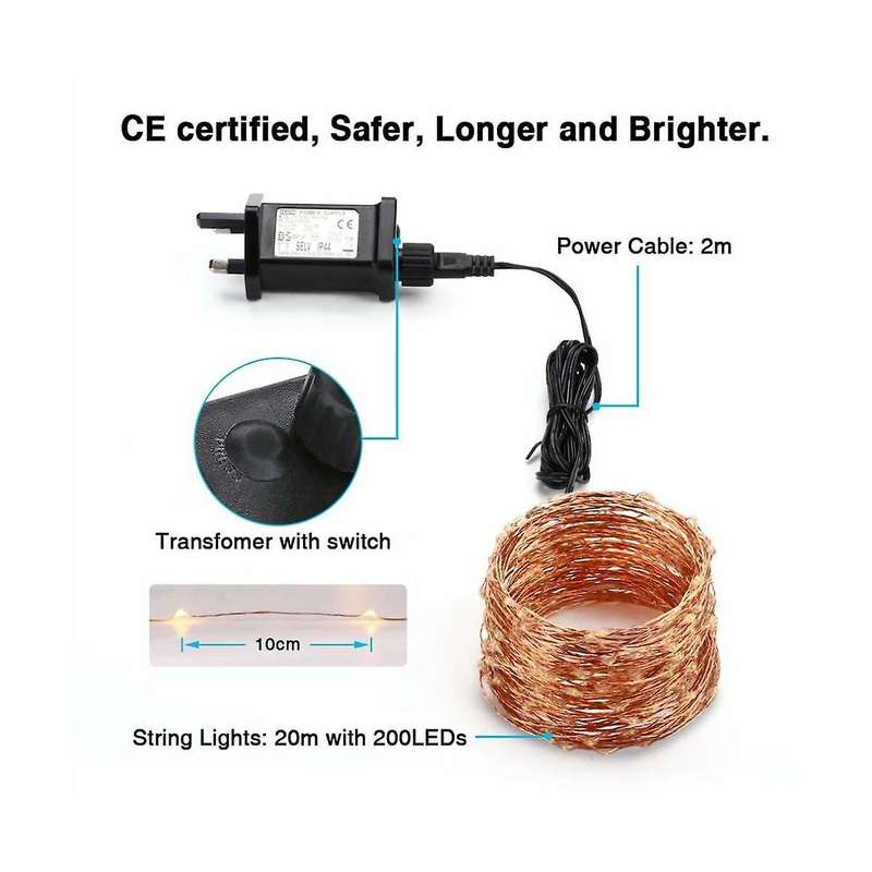 Solar Powered Lights 200led String Fairy Lights for Outdoor Christmas Lighting Courtyard Street Gar