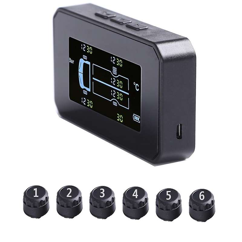 Solar Tpms Car Tire Pressure Alarm Monitoring System 6 Wheel Truck Automatic Tire Pressure Temperatu