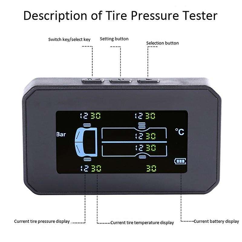 Solar Tpms Car Tire Pressure Alarm Monitoring System 6 Wheel Truck Automatic Tire Pressure Temperatu