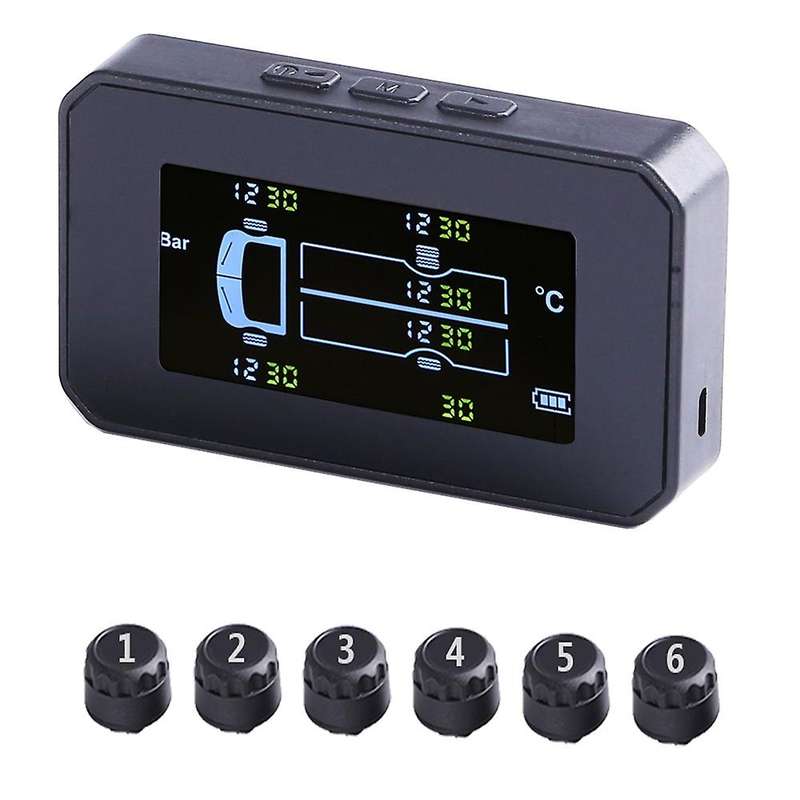 Solar Tpms Car Tire Pressure Alarm Monitoring System 6 Wheel Truck Automatic Tire Pressure Temperatu