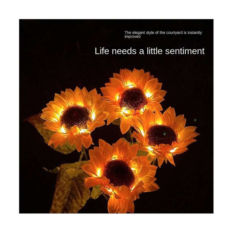 Solar Sunflowers Outside Garden Lawn Light Waterproof Solar Flowers Pathway Light for Patio Yard De