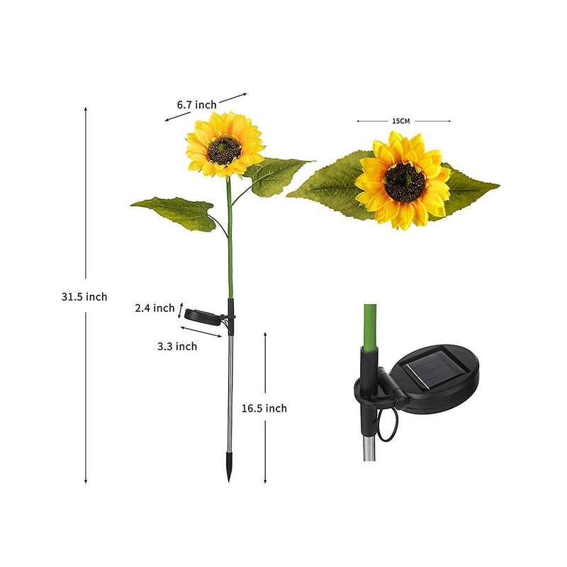 Solar Sunflowers Outside Garden Lawn Light Waterproof Solar Flowers Pathway Light for Patio Yard De