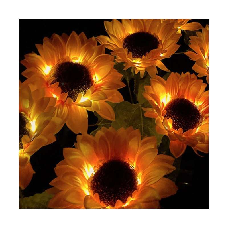 Solar Sunflowers Outside Garden Lawn Light Waterproof Solar Flowers Pathway Light for Patio Yard De
