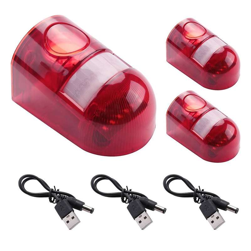 Solar Strobe Light with Motion Sensor Alarm 129DB Sound Security Siren IP65 Waterproof for Villa F