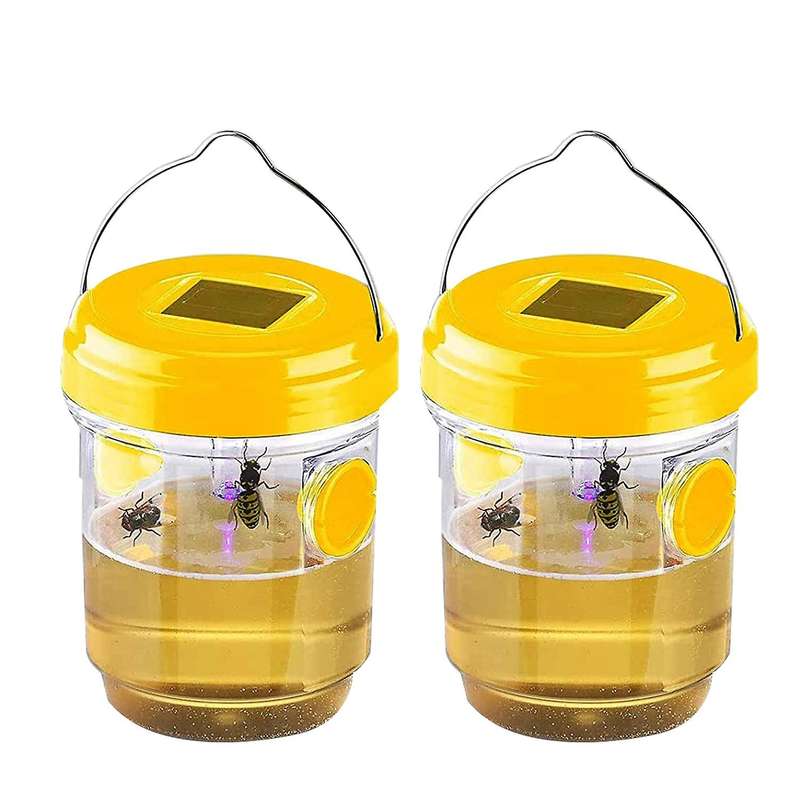 Solar Wasp Trap Outdoor Hanging,wasp Cather Hanging with Light for Yellow Jackets,hornets,bee,wasp
