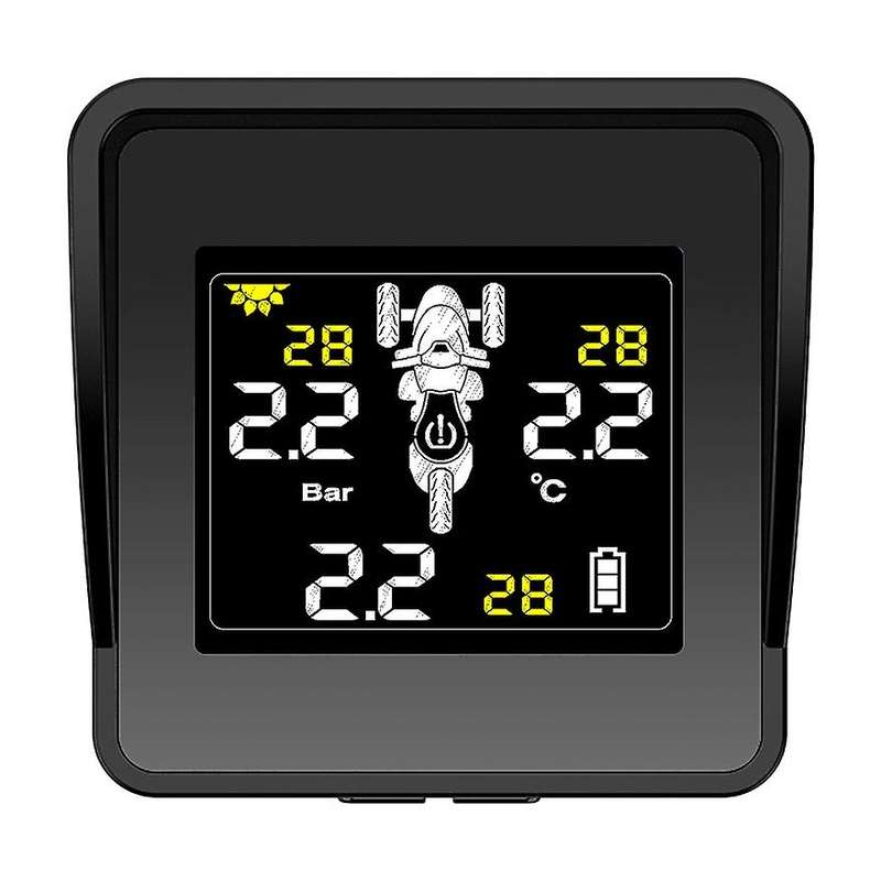 Solar Wireless Tire Pressure Monitoring System Motorcycle TPMS Tire Pressure Monitor LCD Display 3 E