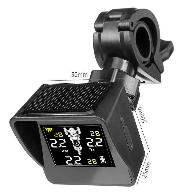 Solar Wireless Tire Pressure Monitoring System Motorcycle TPMS Tire Pressure Monitor LCD Display 3 E
