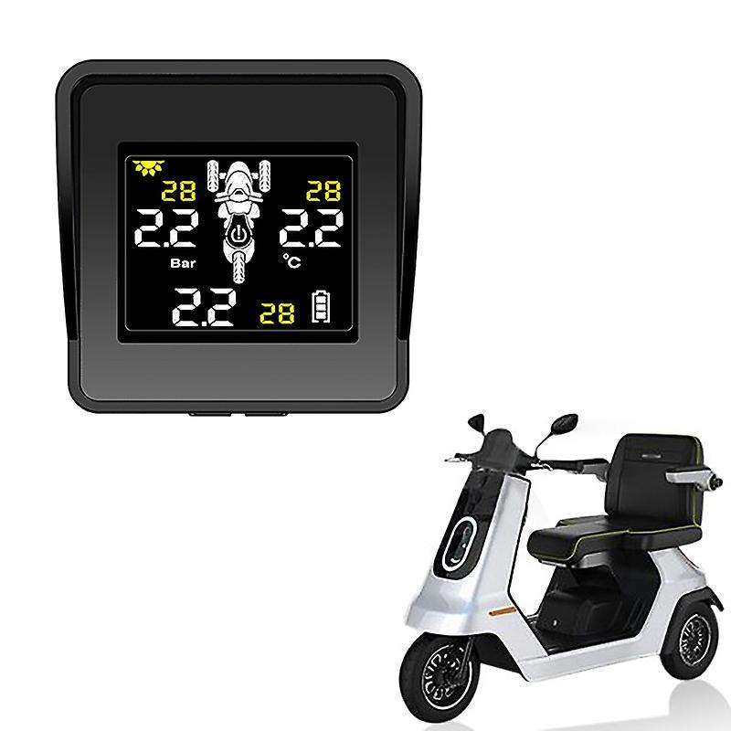 Solar Wireless Tire Pressure Monitoring System Motorcycle TPMS Tire Pressure Monitor LCD Display 3 E