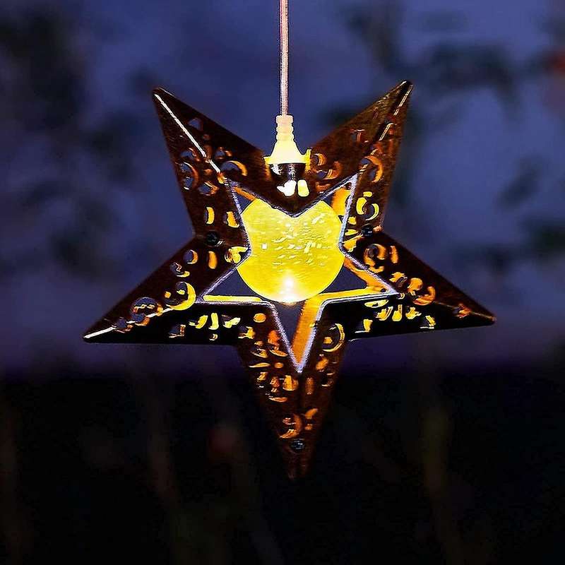Solar Wind Chimes Star Wind Chime Warm LED Hanging Solar Lights Decor Memorial Thanksgiving Gifts