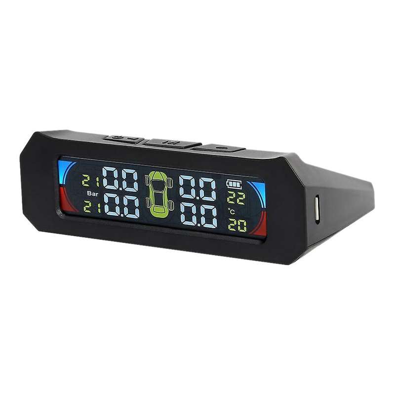 Solar Wireless Tpms Car Tire Pressure Temperature Monitoring System Lcd Color Screen with 4 External