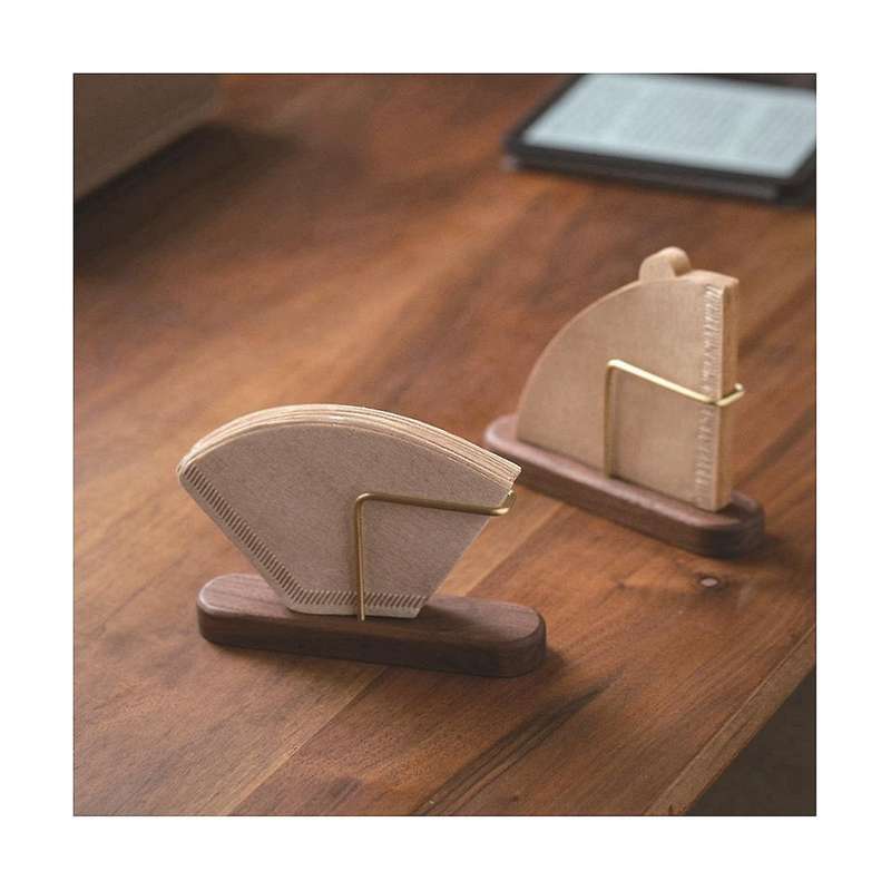 Solid Wood Coffee Filter Paper Storage Box Wooden Dustproof Bracket Universal Filter Paper Box Stor