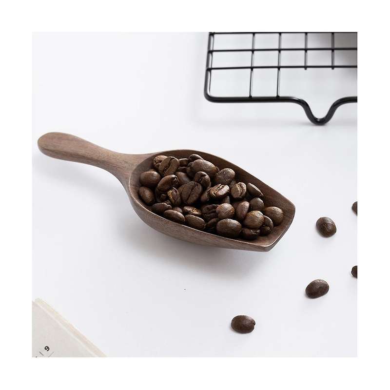 Solid Wood Coffee Bean Spoon Shovel Black Walnut Whole Wood Digging Coffee Bean Spoon Tea Shovel Woo