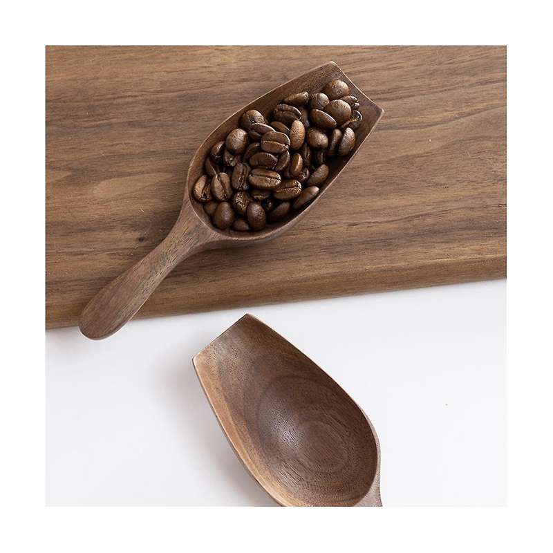 Solid Wood Coffee Bean Spoon Shovel Black Walnut Whole Wood Digging Coffee Bean Spoon Tea Shovel Woo