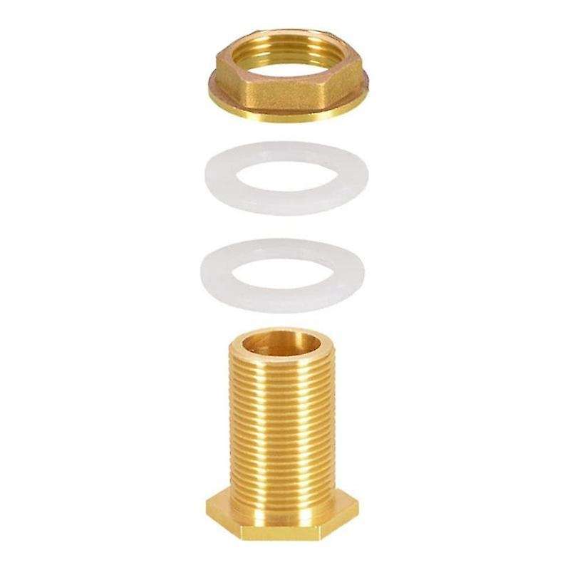 Solid Brass Bulkhead Fitting, 3 Sets 3/8 Inch Female 1/2 Inch Male Solid Brass Water Tank Connector