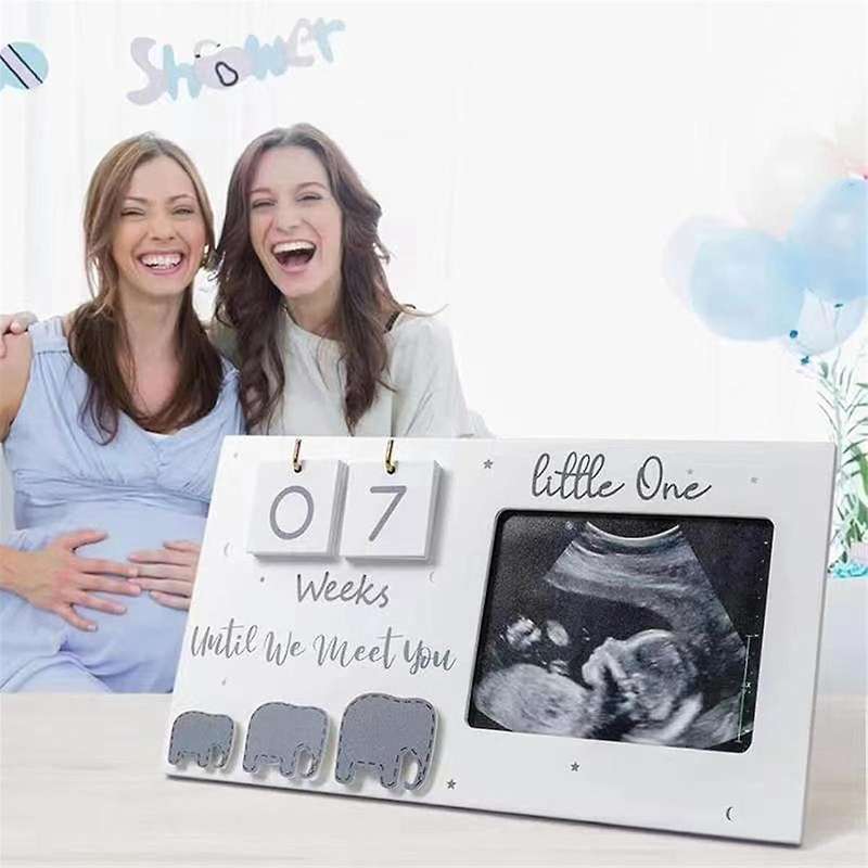 Sonogram Picture Frames, Ultrasound Photo Frames with Countdown Weeks, Elephant Nursery Decor for Bi