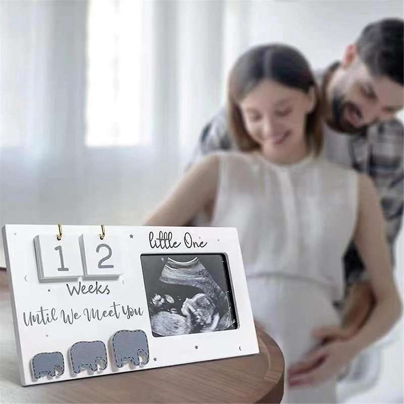 Sonogram Picture Frames, Ultrasound Photo Frames with Countdown Weeks, Elephant Nursery Decor for Bi