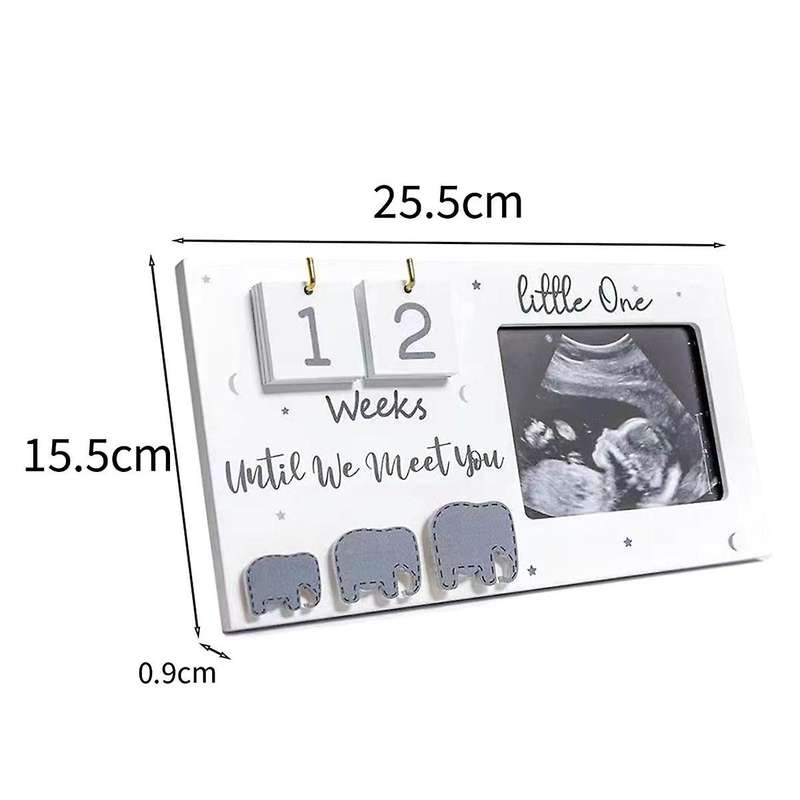 Sonogram Picture Frames, Ultrasound Photo Frames with Countdown Weeks, Elephant Nursery Decor for Bi
