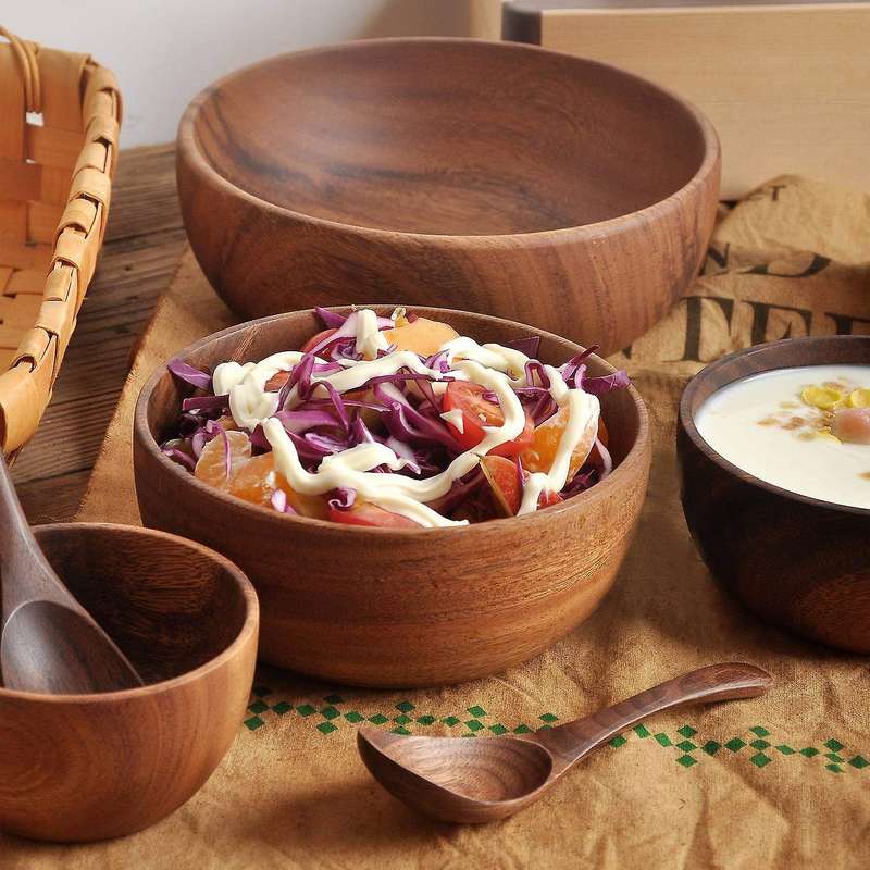 Solid Wood Dishes, Tableware, Salad Bowls, Woodenware, Fruit Dishes, Dried Fruits and Mixed Grains,