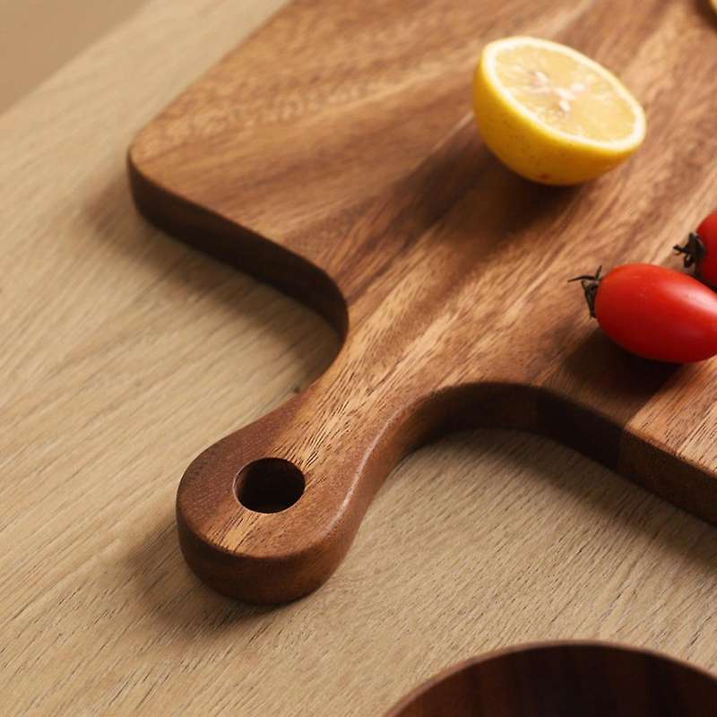 Solid Wood Double-Sided Cutting Board Wood Cutting Board Wooden Handle Pizza Board Sushi Tray Cuttin
