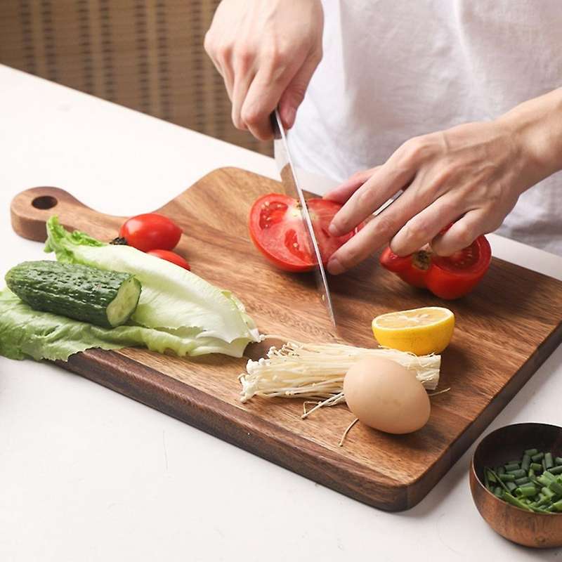 Solid Wood Double-Sided Cutting Board Wood Cutting Board Wooden Handle Pizza Board Sushi Tray Cuttin