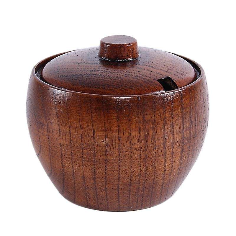 Solid Wood Spice Salt Pepper Seasoning Box Japanese Style with and Lid Kitchen Tool